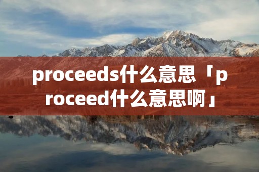 proceeds什么意思「proceed什么意思啊」