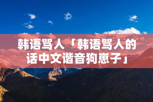 韩语骂人「韩语骂人的话中文谐音狗崽子」 韩语骂人「韩语骂人的话中文谐音狗崽子」