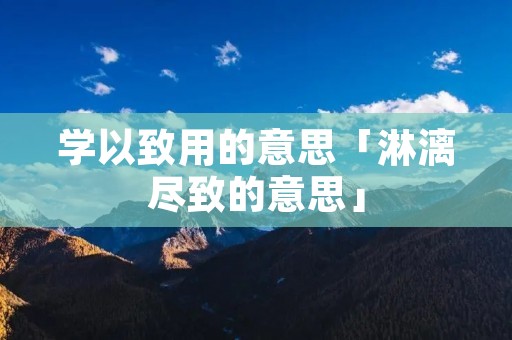 学以致用的意思「淋漓尽致的意思」