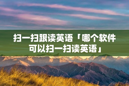 扫一扫跟读英语「哪个软件可以扫一扫读英语」