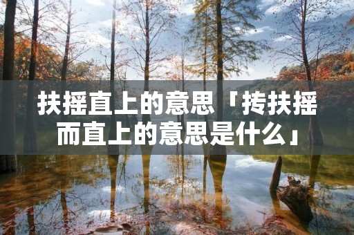 扶摇直上的意思「抟扶摇而直上的意思是什么」 扶摇直上的意思「抟扶摇而直上的意思是什么」