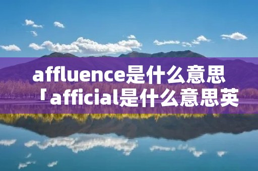 affluence是什么意思「afficial是什么意思英语」