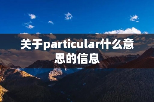 关于particular什么意思的信息 关于particular什么意思的信息