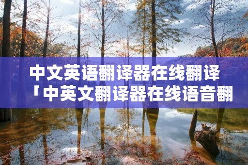 中文英语翻译器在线翻译「中英文翻译器在线语音翻译」