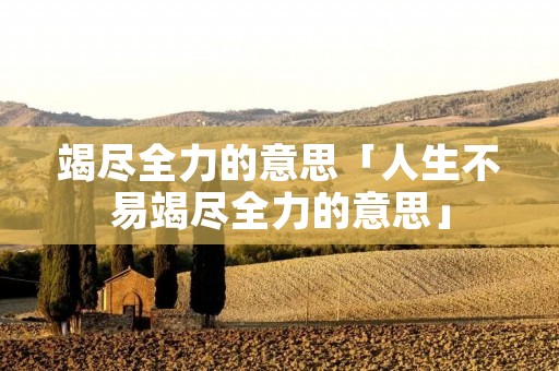 竭尽全力的意思「人生不易竭尽全力的意思」