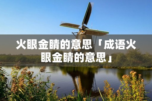 火眼金睛的意思「成语火眼金睛的意思」