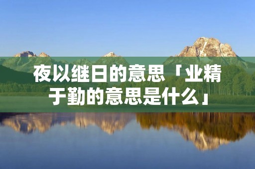 夜以继日的意思「业精于勤的意思是什么」