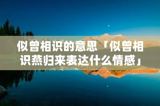 似曾相识的意思「似曾相识燕归来表达什么情感」