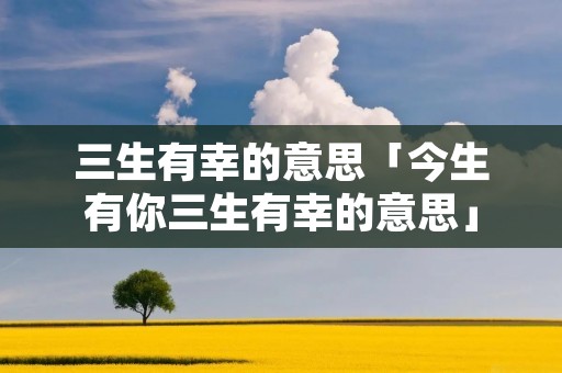 三生有幸的意思「今生有你三生有幸的意思」