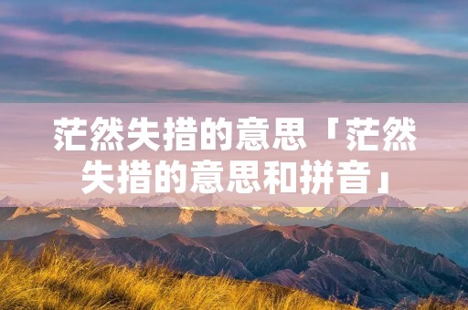 茫然失措的意思「茫然失措的意思和拼音」