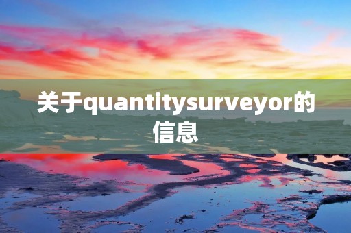 关于quantitysurveyor的信息 关于quantitysurveyor的信息