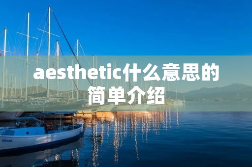 aesthetic什么意思的简单介绍