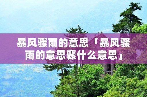 暴风骤雨的意思「暴风骤雨的意思骤什么意思」