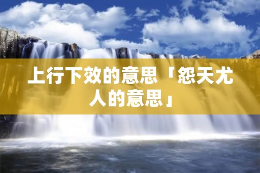 上行下效的意思「怨天尤人的意思」