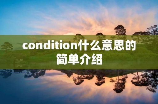 condition什么意思的简单介绍 condition什么意思的简单介绍