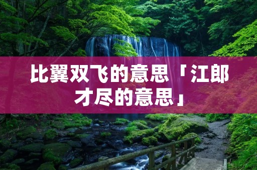 比翼双飞的意思「江郎才尽的意思」
