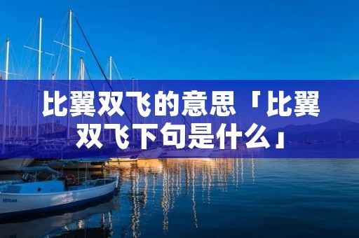 比翼双飞的意思「比翼双飞下句是什么」