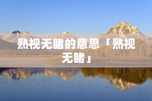 熟视无睹的意思「熟视无睹」 熟视无睹的意思「熟视无睹」