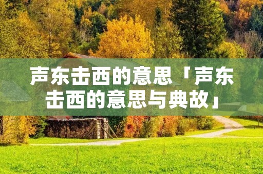 声东击西的意思「声东击西的意思与典故」 声东击西的意思「声东击西的意思与典故」
