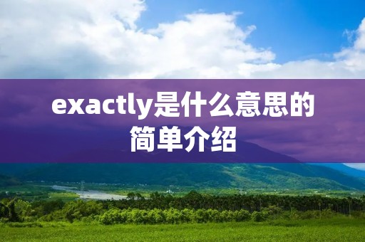 exactly是什么意思的简单介绍