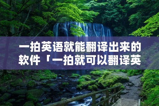 一拍英语就能翻译出来的软件「一拍就可以翻译英语的软件」 一拍英语就能翻译出来的软件「一拍就可以翻译英语的软件」