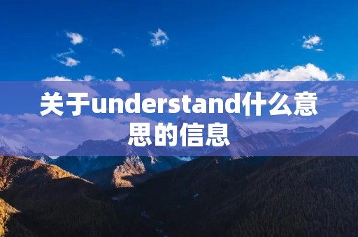 关于understand什么意思的信息