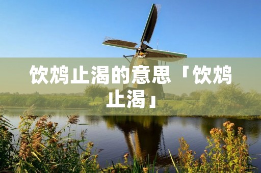 饮鸩止渴的意思「饮鸩止渴」