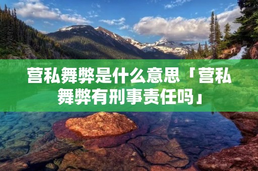 营私舞弊是什么意思「营私舞弊有刑事责任吗」