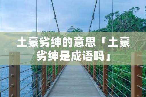 土豪劣绅的意思「土豪劣绅是成语吗」