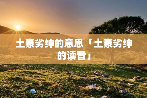 土豪劣绅的意思「土豪劣绅的读音」