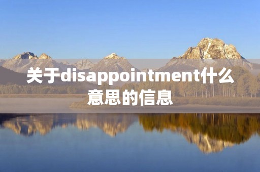 关于disappointment什么意思的信息