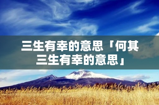 三生有幸的意思「何其三生有幸的意思」