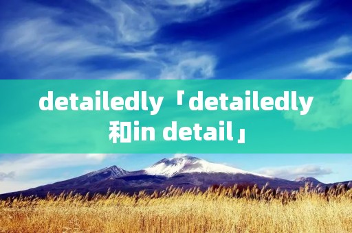 detailedly「detailedly和in detail」