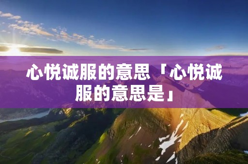 心悦诚服的意思「心悦诚服的意思是」