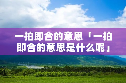一拍即合的意思「一拍即合的意思是什么呢」
