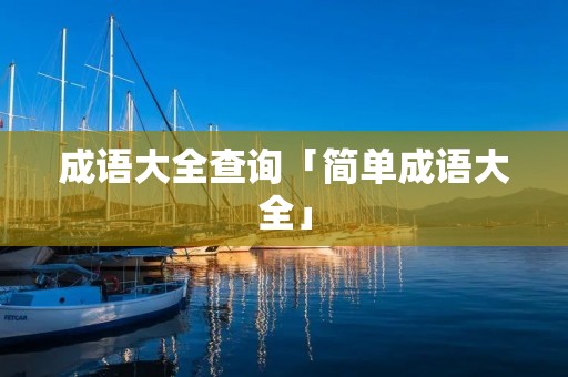 成语大全查询「简单成语大全」