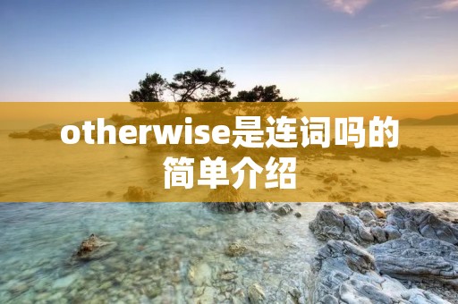 otherwise是连词吗的简单介绍