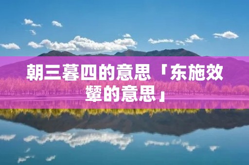 朝三暮四的意思「东施效颦的意思」