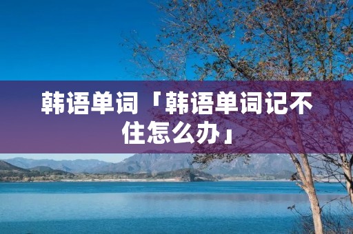 韩语单词「韩语单词记不住怎么办」 韩语单词「韩语单词记不住怎么办」
