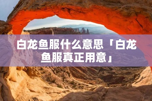 白龙鱼服什么意思「白龙鱼服真正用意」