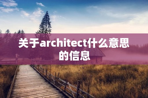 关于architect什么意思的信息