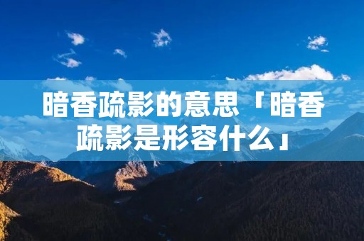 暗香疏影的意思「暗香疏影是形容什么」