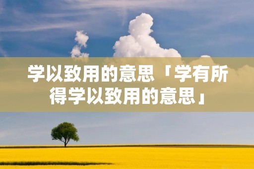 学以致用的意思「学有所得学以致用的意思」