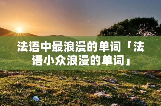 法语中最浪漫的单词「法语小众浪漫的单词」