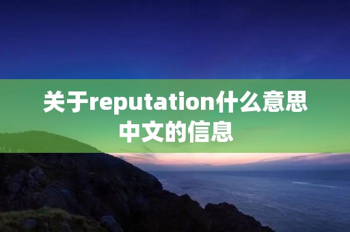关于reputation什么意思中文的信息