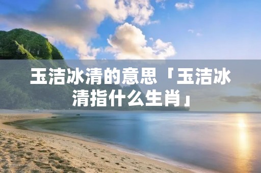 玉洁冰清的意思「玉洁冰清指什么生肖」