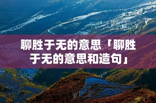 聊胜于无的意思「聊胜于无的意思和造句」