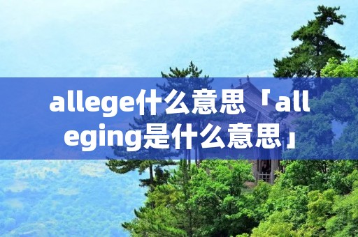 allege什么意思「alleging是什么意思」