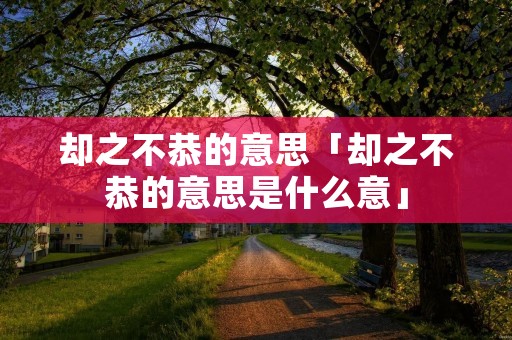 却之不恭的意思「却之不恭的意思是什么意」