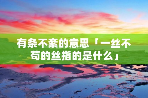 有条不紊的意思「一丝不苟的丝指的是什么」